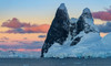 Antarctic Peninsula, Antarctica, Lemaire Channel Una Peaks at sunset Poster Print by Yuri Choufour (24 x 18) # AN02YCH0026