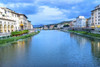 Arno River Ponte Alle Grazie evening, Florence, Italy. View from Ponte Vecchio Poster Print by William Perry - Item # VARPDDEU16WPE0531