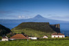 Portugal, Azores, Sao Jorge Island. Baia dos Arraias, view towards Pico Volcano Poster Print by Walter Bibikow - Item # VARPDDEU23WBI1041