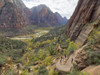 Utah, Zion National Park, Zion Canyon, hikers descending Angels Landing trail Poster Print by Jamie & Judy Wild - Item # VARPDDUS45JWI0989