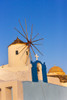 Church bell tower and windmill on the coast of Aegean Sea. Oia, Santorini Island, Greece. Poster Print by Keren Su - Item # VARPDDEU12KSU0128