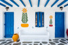 Greece, Mykonos Colorful house exterior Credit as: Jim Nilsen / Jaynes Gallery Poster Print by Jaynes Gallery (24 x 18) # EU12BJY0048