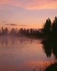 USA, Oregon, Deschutes National Forest. Fog hovers above the Deschutes River at sunrise. Poster Print by John Barger - Item # VARPDDUS38JBA0159