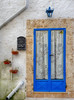 Italy, Puglia, Brindisi, Itria Valley, Ostuni Blue door with curtains in old town Ostuni Poster Print by Julie Eggers (18 x 24) # EU16JEG0664