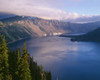 USA, Oregon, Crater Lake National Park. Morning clouds hover over west rim of Crater Lake. Poster Print by John Barger - Item # VARPDDUS38JBA0270