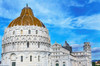 Pisa Baptistery of St John and Leaning Tower of Pisa, Tuscany Italy Completed in 1300's Poster Print by William Perry (24 x 18) # EU16WPE0691