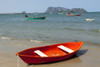 Thailand, Prachuap Khiri Khan. Ao Manao beach. Small colorful rowboats pulled up on the beach. Poster Print by Tom Haseltine - Item # VARPDDAS36THA0097
