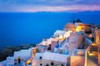 Europe, Greece, Santorini, Oia Sunset on coastal town Credit as: Jim Nilsen / Jaynes Gallery Poster Print by Jaynes Gallery (24 x 18) # EU12BJY0061