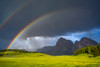 Europe, Italy, Dolomites, Alpe di Siusi Double rainbow over mountain meadow Credit as: Jim Nilsen / Jaynes Gallery Poster Print by Jaynes Gallery (24 x 18) # EU16BJY0495