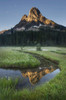 Liberty Bell Mountain reflected in waters of State Creek, Washington State Pass meadows, North Cascades, Washington State Poster Print by Alan Majchrowicz (18 x 24) # US48AMA0073