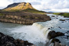 Iceland, Southern Highlands, Pjorsa River The Pjorsa River flowing into the Pjofafoss waterfall with Mount Burfell in the background Poster Print by Ellen Goff (24 x 18) # EU14EGO0166