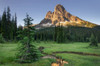 Liberty Bell Mountain reflected in still waters of State Creek, in meadows of, Washington Pass North Cascades, Washington State Poster Print by Alan Majchrowicz (24 x 18) # US48AMA0048