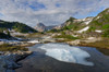 Partially thawed tarn, Yellow Aster Butte Basin American Border Peak is in the distance Mount Baker Wilderness, North Cascades, Washington State Poster Print by Alan Majchrowicz (24 x 18) # US48AMA0138