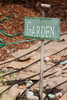Issaquah, Washington State, USA Garden sign and burlap bags covering dormant vegetable garden, to protect from weeds and winterize, with drip irrigation tubes on top, at pea patch garden (PR) Poster Print by Janet Horton (18 x 24) # US48JHO1352