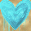 Big Hearted Aqua on Gold Poster Print by Lindsay Rodgers # LSG116650