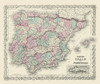 Spain Portugal - Colton 1874 Poster Print by Colton Colton # ITSP0090