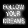 Neon Follow Your Dreams WB Poster Print by Hailey Carr # HR116227