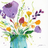 Teal Vase With Bright Flowers Poster Print by Sheila Golden # G2118D