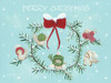 Winter Birds Christmas Wreath Poster Print by Pam Britton # BR476