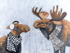 Winter Moose Kisses Poster Print by Sara Baker # BAKE196