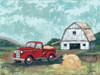 Red Truck at the Barn Poster Print by Sara Baker # BAKE121