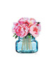 Short Blue Jar Light Peony Poster Print by Amanda Greenwood # AGD115736