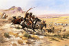 Attack on a Wagon Train Poster Print by Charles M Russell # 55771
