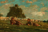 Boy and Girl in a Field with Sheep Poster Print by Winslow Homer # 56261