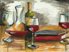 Wine and Books Poster Print by Heather A. French-Roussia # 14750C