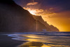 Sunset behind the rugged mountains along the Na Pali Coast, Kalalau Beach, Na Pali Coast State Park; Kauai, Hawaii, United States of America Poster Print by Sunny Awazuhara- Reed (19 x 12) # 33294048