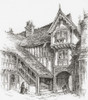 The Lord Leycester Hospital aka the Lord Leycester, Warwick, Warwickshire, England, seen here in the 19th century  From English Pictures, published 1890 Poster Print by Hilary Jane Morgan (14 x 16) # 12576770