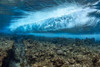 Surf crashes on the reef off the island of Yap in Micronesia Underwater view of a wave breaking; Yap, Federated States of Micronesia Poster Print by Dave Fleetham (19 x 12) # 12589769