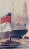 The British ocean liner RMS Lusitania on the Hudson River, New York in 1909, during the Hudson_Fulton Celebration  From The Book of Ships, published c1920 Poster Print by Hilary Jane Morgan (11 x 18) # 12576628