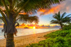 Bright sunrise over Mokulua Islands, viewed from Lanakai Beach on the coast of Oahu; Oahu, Hawaii, United States of America Poster Print by 770 Productions (19 x 12) # 13612833