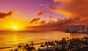 Condominiums and palm trees along the coastline of Waikiki at sunrise; Honolulu, Oahu, Hawaii, United States of America Poster Print by 770 Productions (20 x 11) # 13612809