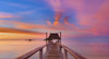 Pier off Malolo Island at sunrise into the South Pacific Ocean; Malolo Island, Fiji Poster Print by The Nature Collection (21 x 11) # 12575650