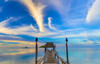 Pier off Malolo Island at sunrise into the South Pacific Ocean; Malolo Island, Fiji Poster Print by The Nature Collection (19 x 12) # 12575651