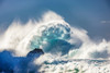 Crashing large wave against a blue sky; Hawaii, United States of America Poster Print by The Nature Collection (18 x 12) # 12575613