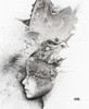 Black And White Illustration Of A Woman's Head With Bubbles And Splashes Emerging From It Poster Print by Glen Ronald (14 x 17) # 12322407