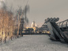 St Pauls Cathedral and Millennium Bridge in snow-London-UK by Assaf Frank (24 x 17)