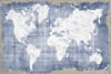 Blue World Map by Kimberly Allen (24 x 18)