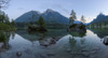 Lake Hintersee with mountains at dawn at Ramsau in the Berchtesgaden National Park in Upper Bavaria, Bavaria, Germany Poster Print by Raimund Linke (22 x 12)