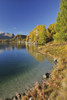 Autumn Landscape and Shoreline, Silsersee, Engadin, Canton of Graubunden, Switzerland Poster Print by Raimund Linke (12 x 19)
