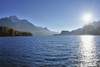 Bright Sun over Silsersee, Engadin, Canton of Graubunden, Switzerland Poster Print by Raimund Linke (19 x 12)