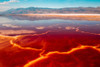 Salt loving halobacteria turns a shallow salt lake bed red; Lone Pine, California, United States of America Poster Print by Ben Horton (18 x 12)