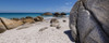 Large boulders and sandy beach at Clifton Beach on the Atlantic Ocean in Cape Town; Cape Town, Western Cape, South Africa Poster Print by Alberto Biscaro (34 x 13)