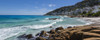 Atlantic ocean and rocky coast along the shore of the Cape Town suburb of Clifton at Clifton Beach; Cape Town, Western Cape, South Africa Poster Print by Alberto Biscaro (34 x 13)