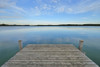 Wooden Jetty in the evening, Lake Woerthsee, Fuenfseenland, Upper Bavaria, Bavaria, Germany Poster Print by Raimund Linke (19 x 12)