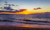 Beautiful sunset over the horizon from Ka'anapali Beach with the Island of Lanai in the distance; Ka'anapali, Maui, Hawaii, United States of America Poster Print by LJM Photo (20 x 12)