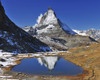 Matterhorn reflected in Lake Riffelsee, Zermatt, Alps, Valais, Switzerland Poster Print by Raimund Linke (17 x 13)